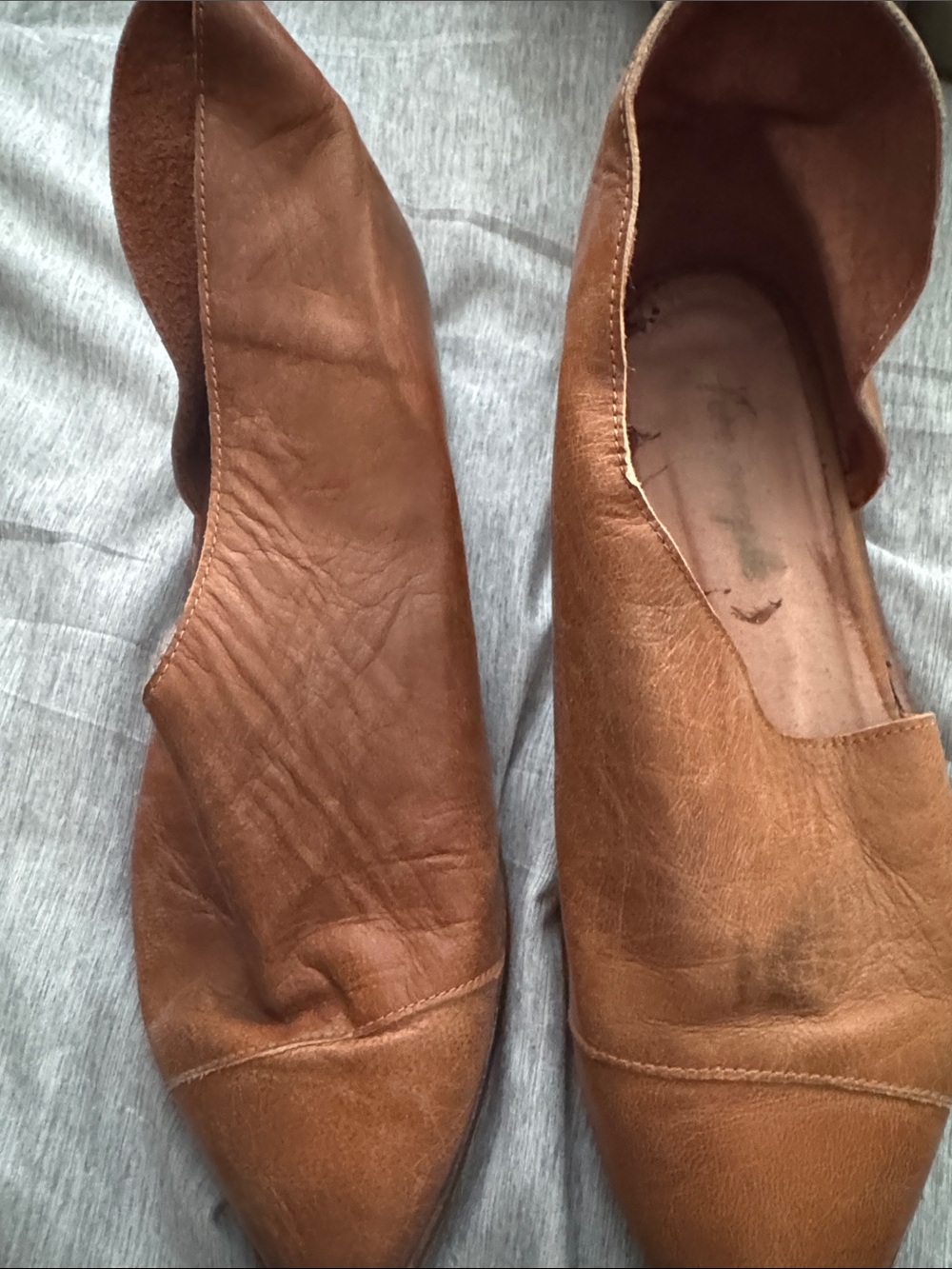Free People Tan Leather Pointed Slip-On Flats